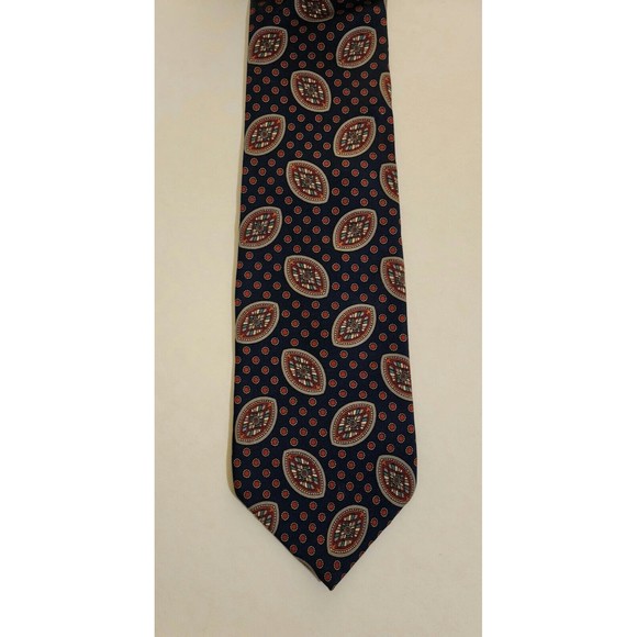 Monsieur Givenchy Mens Classic Silk Neck Tie Navy Blue Red Multicolor 3.75"x58" - Picture 2 of 6